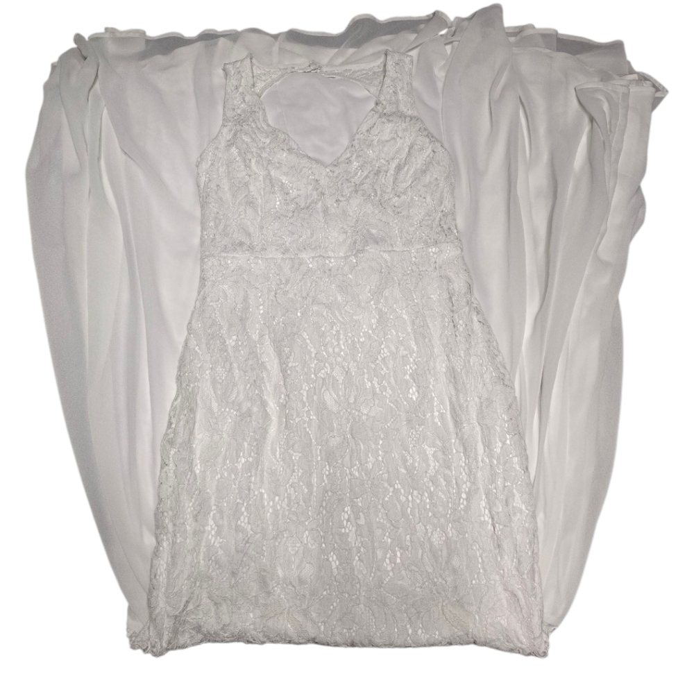 Lace Wedding Dress Size M Medium 5 6 7 8 Stretch Long Lined Bride Bridal White - Picture 14 of 15